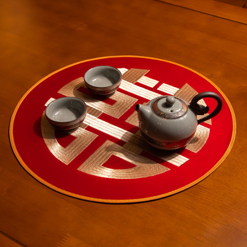 红色餐垫中式结婚餐盘垫敬茶托盘垫喜庆茶几装饰垫定制圆垫花瓶垫,居家布艺,餐垫,淘宝优惠券,粉丝福利购,淘宝优惠卷