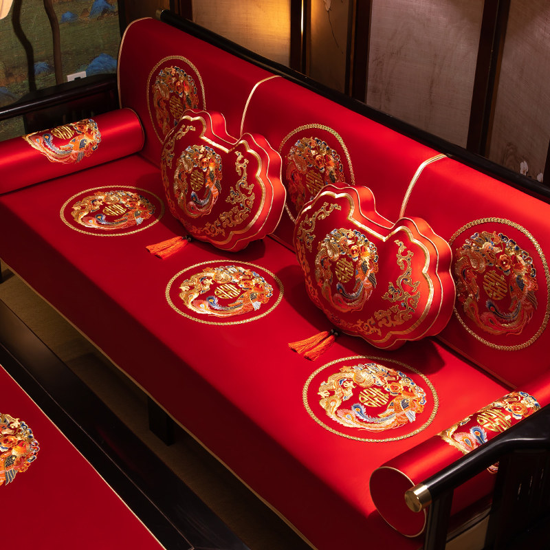 新中式结婚沙发垫婚庆布置盖布盖巾抱枕红色喜庆婚礼装饰用品通用,居家布艺,沙发垫,淘宝优惠券,粉丝福利购,淘宝优惠卷