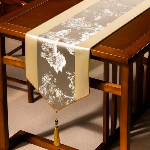 中式禅意桌旗茶台布艺长条盖布