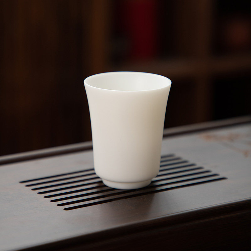 德化陶瓷【单茶杯满55ml纯白哑光】高纯 羊脂玉瓷 26号主人杯 小 - 实物图