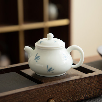 德化陶瓷纯手绘蝴蝶兰花 茶壶单个壶家用带过滤冲泡茶器 功夫茶具