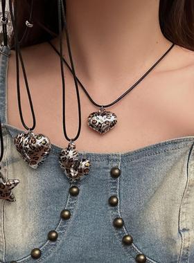 轻奢豹纹秋冬欧美复古长款