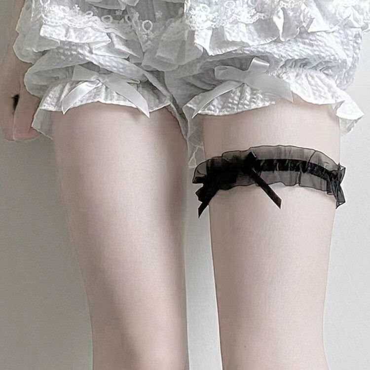 木耳花边大腿黑色绑带性感jk袜子