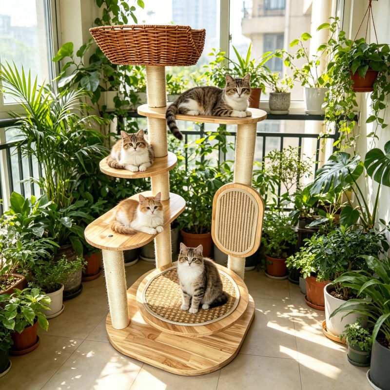 实木猫爬架带抓板小户型