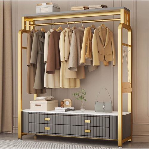 洛斯特简约现代落地衣帽架客厅卧室玄关软包储物岩板收纳挂衣架