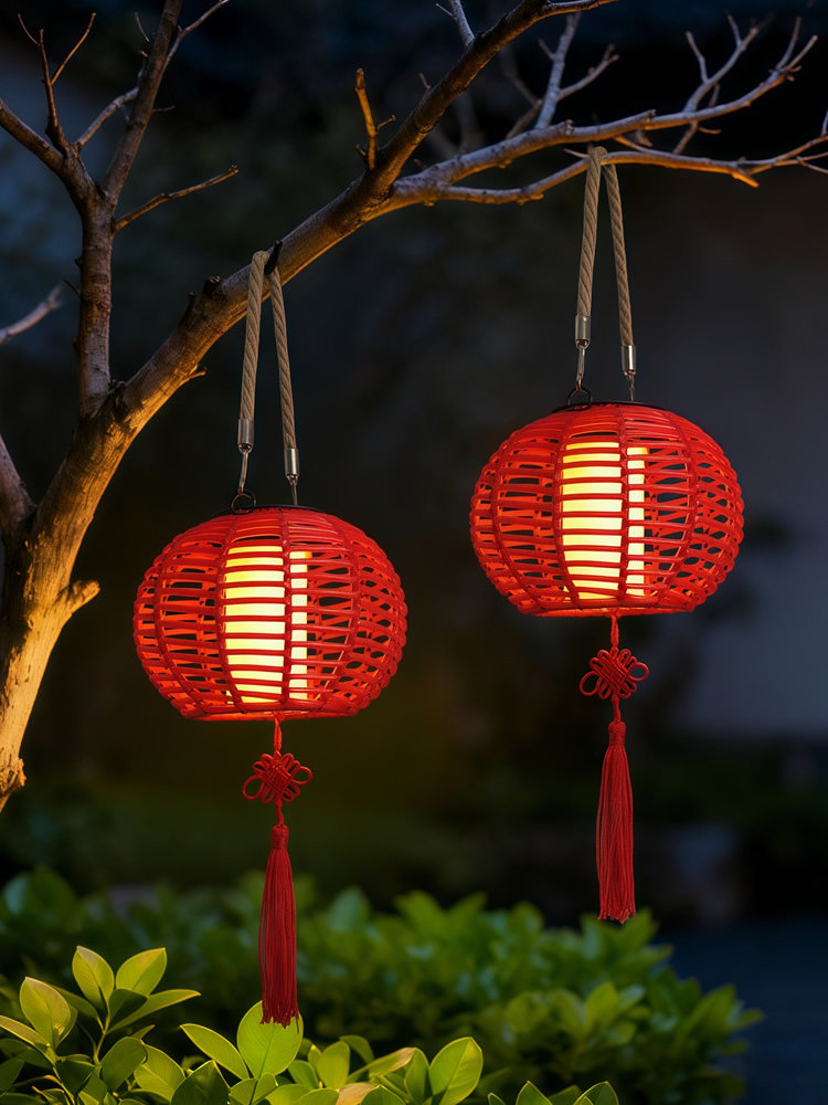 太阳能户外庭院红灯笼挂树灯防水中国风新年装饰氛围灯大门口阳台
