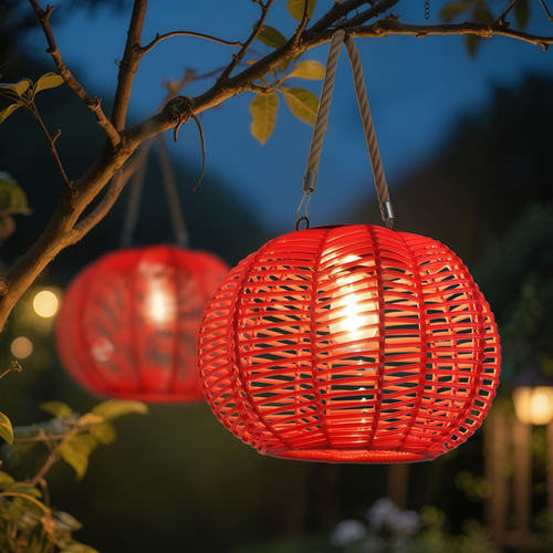 太阳能户外庭院红灯笼挂树灯防水中国风新年装饰氛围灯大门口阳台