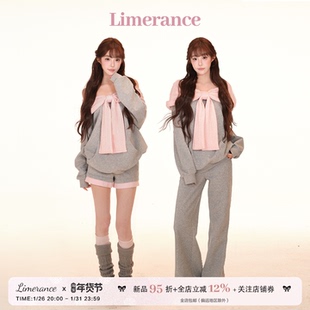 柏林艺高 设计感撞色一字肩多穿连帽宽松卫衣短裤长裤套装春