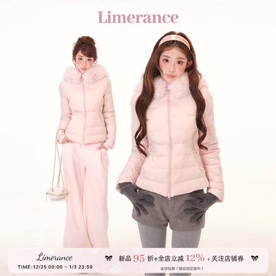 樱雪恋人 90白鸭绒立领连帽排骨羽绒服收腰修身可拆卸环保毛领冬