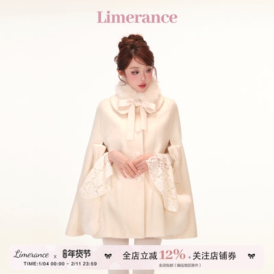 东京恋人 富贵千金风夹棉斗篷大衣可拆卸毛毛口袋秋冬毛毛围脖款