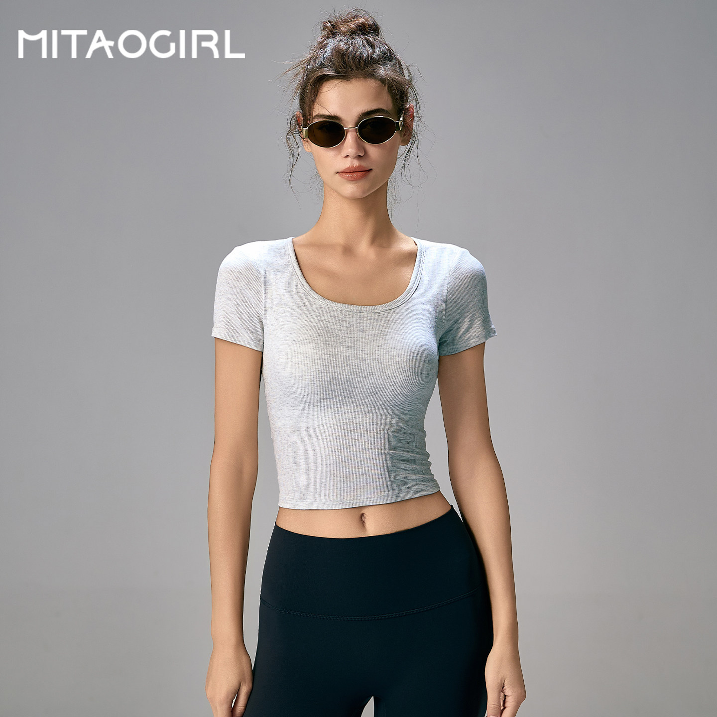 mitaogirl肯豆健身上衣女带胸垫外穿速干衣紧身瑜伽服透气短袖T恤,运动服/休闲服装,健身衣,淘宝优惠券,粉丝福利购,淘宝优惠卷