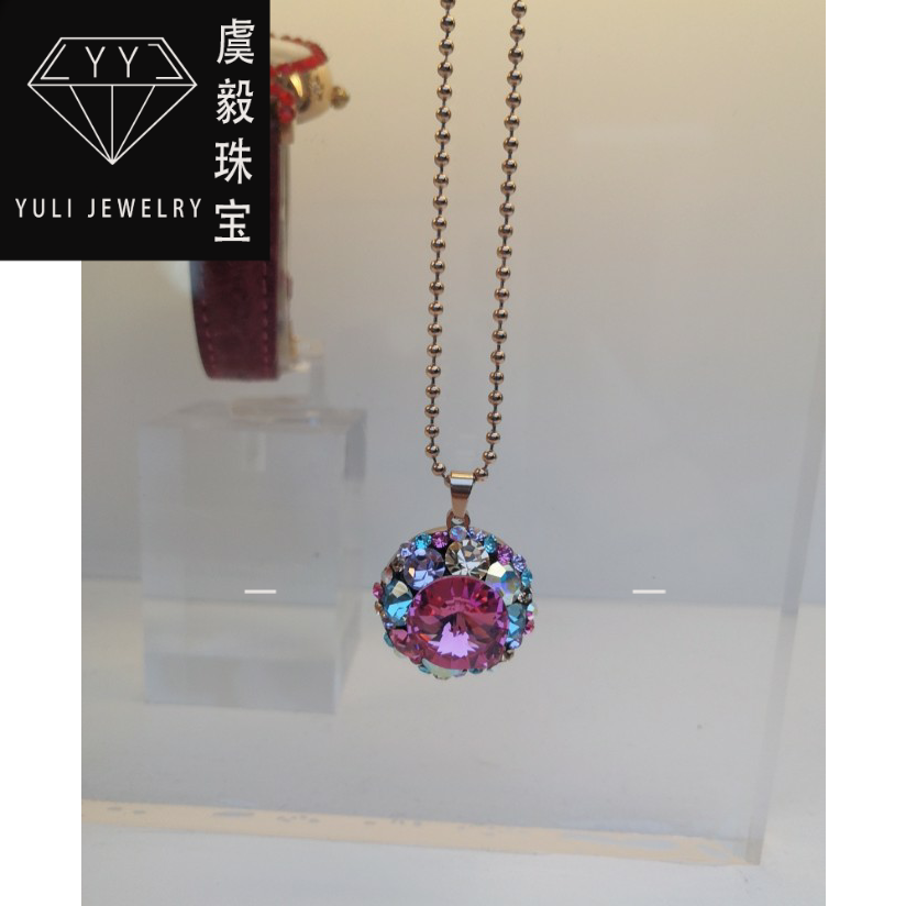 直播施华花开富贵项链彩虹色