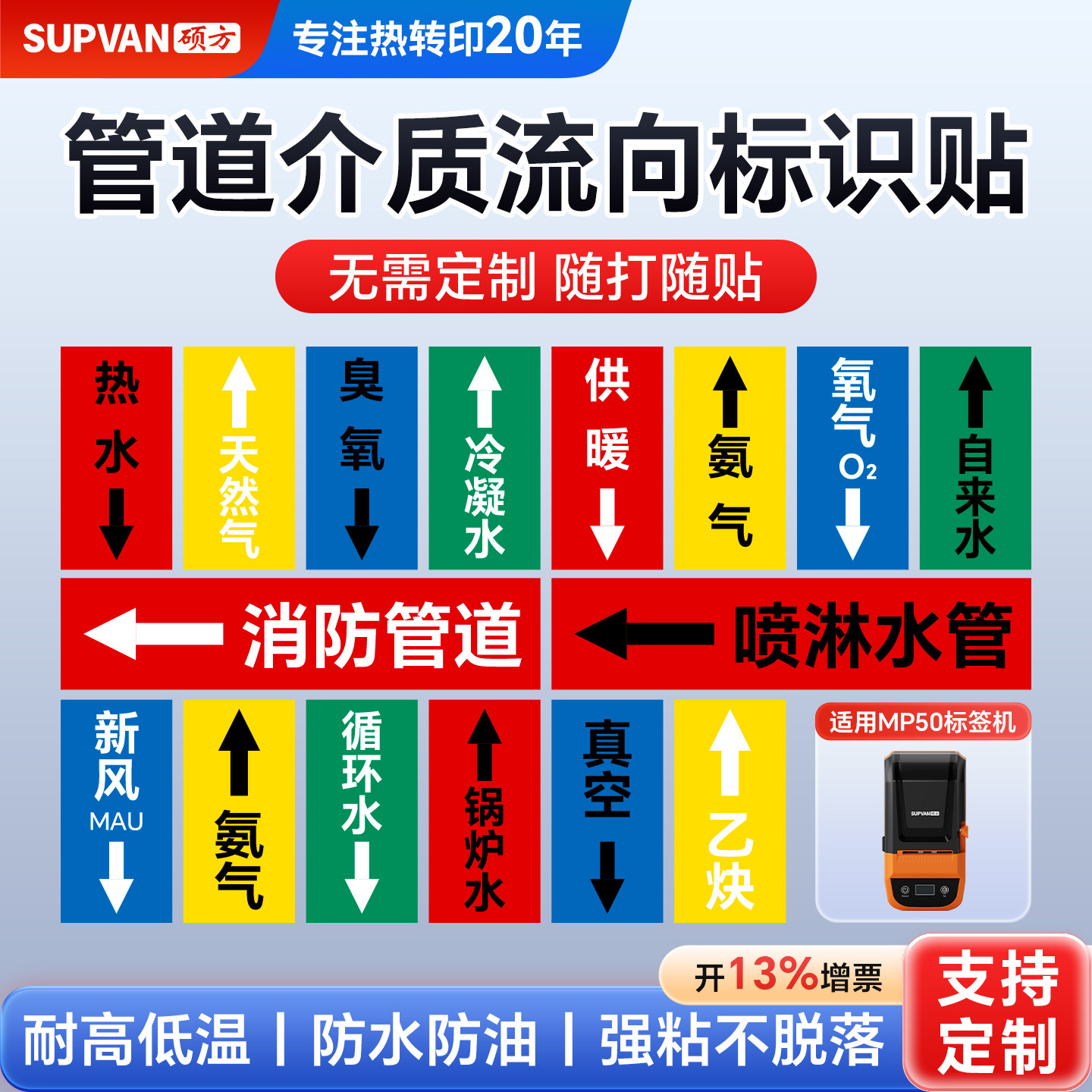 管道标识贴纸标签机随打随贴