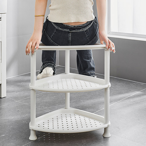 浴室塑料沥水三角脸盆置物架带轮