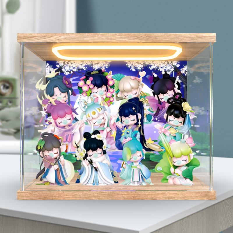 适用rolife若来Nanci囡茜诗情画意盲盒手办回形灯亚克力展示柜子