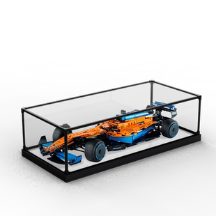 适用乐高42141F1方程式赛车迈凯伦亚克力收纳木纹透明防尘展示柜