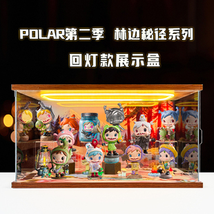 适用POLAR第二季 林边秘径系列手办盲盒亚克力场景盒回型灯展示柜