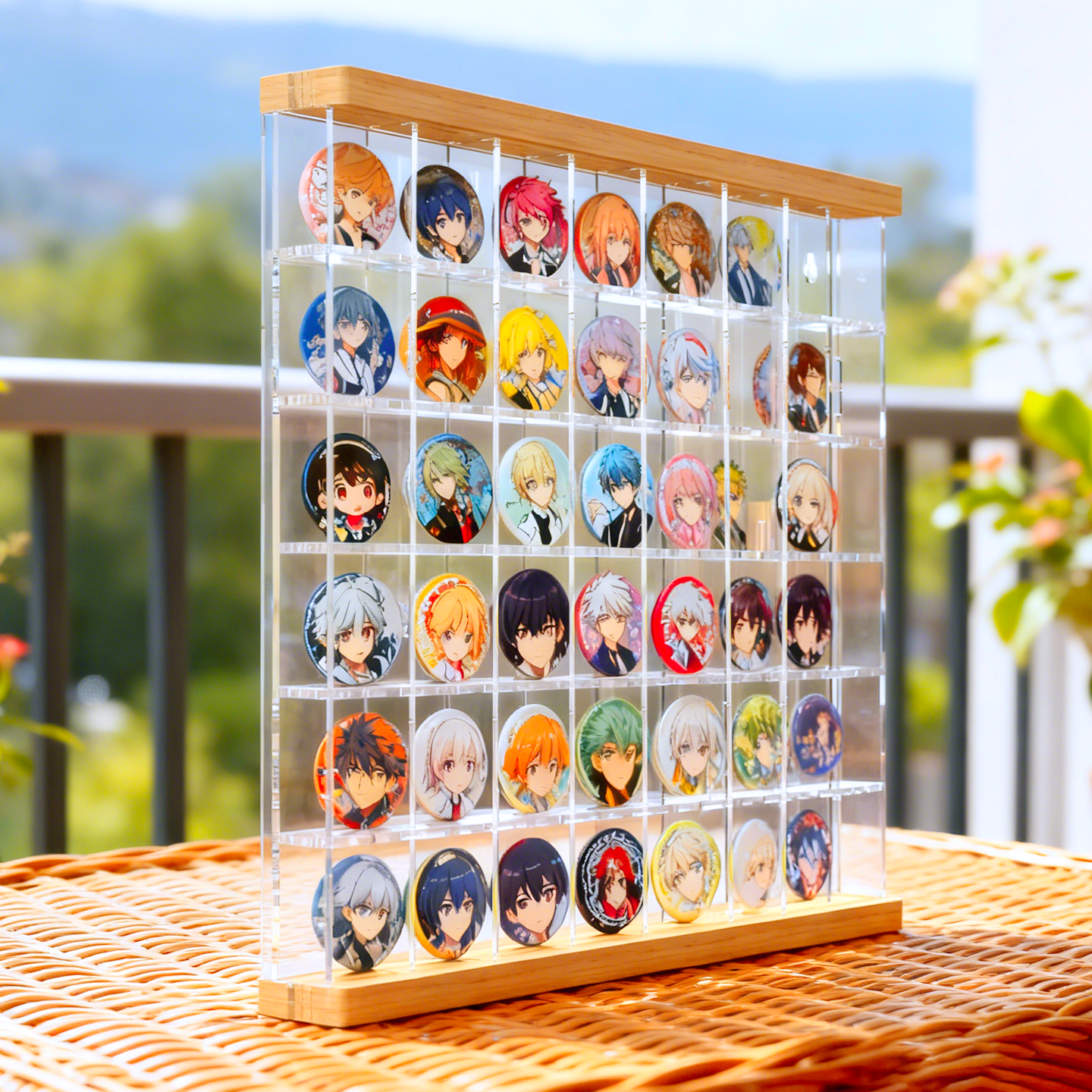 吧唧收纳盒亚克力展示架徽章长条谷子小食量置物架书桌桌面透明盒