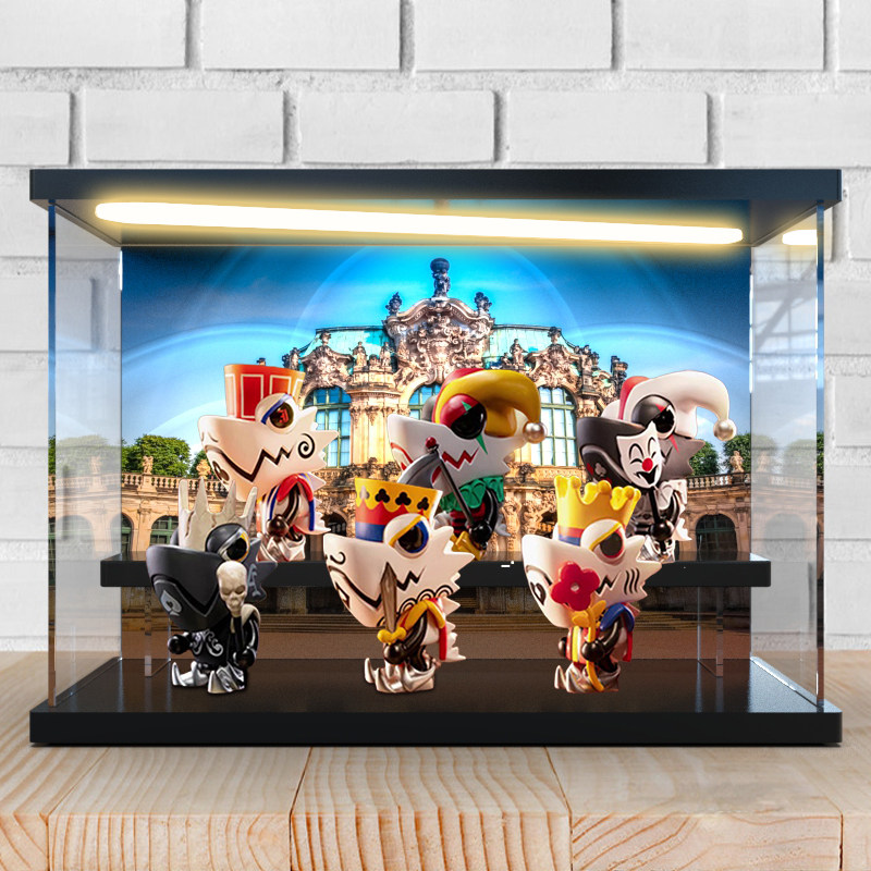 适用 wasatoy变色龙盲盒7代扑克系列潮玩手办乐高模型灯光场景柜