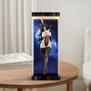 适用BearPanda 兔子窝系列 14第四弹 黑修女防尘罩灯箱高清展示柜