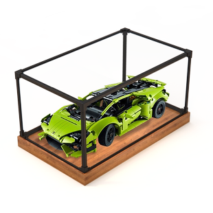 亚克力防尘罩适用乐高机械组42161兰博基尼赛车模型木纹底展示盒