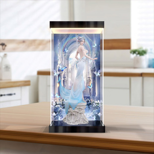 适用BearPanda 鬼刀 海琴烟 邂逅手办模型防尘亚克力灯箱款展示柜