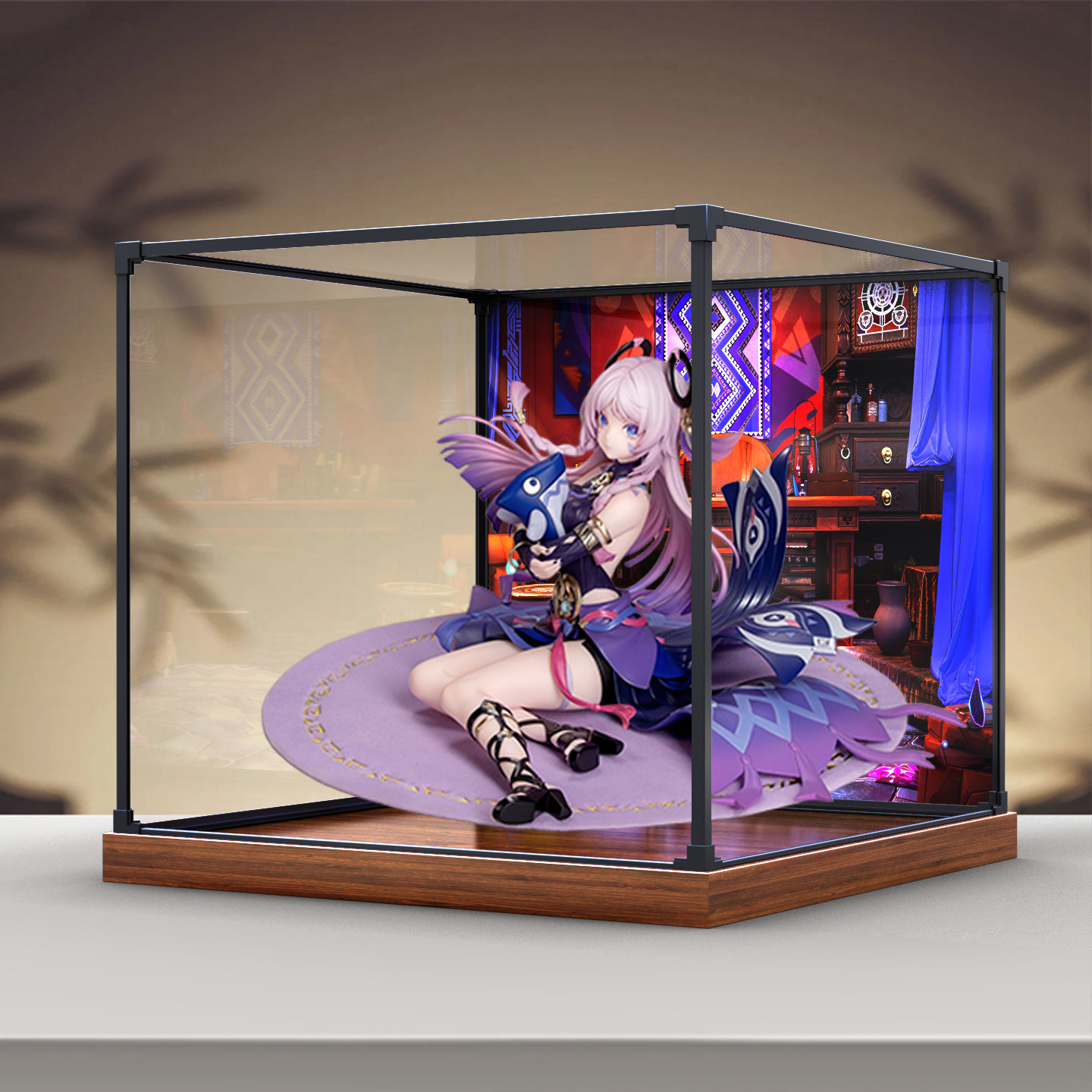 适用Myethos 原神 茜特菈莉·白星黑曜 手办合金框亚克力展示柜