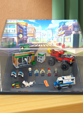 适用乐高60245 巨轮越野车大劫案积木模型亚克力透明收纳架展示柜