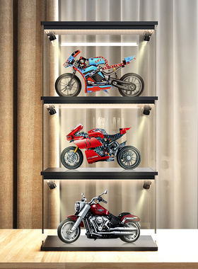 亚克力多层展示盒适用乐高摩托42036杜卡迪42107哈雷10269带灯