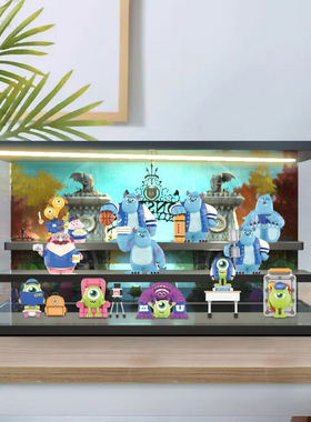 适用 泡泡玛特迪士尼皮克斯怪兽大学OK兄弟会系列盲盒灯光场景柜