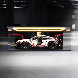 适用乐高科技系列机械组42096保时捷911RSR灯光回灯亚克力展示柜