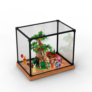 适用乐高21326小熊维尼积木系列亚克力透明防尘架亚克力展示柜