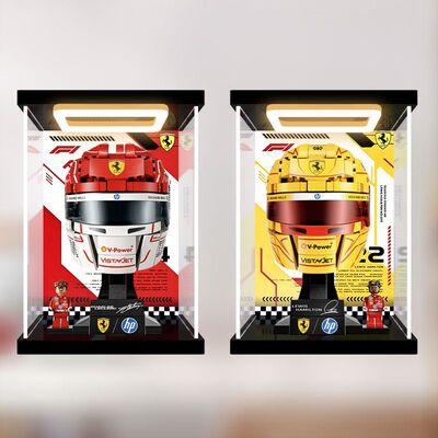 佳寻适用法拉利车队头盔43014+43022 手办模型亚克力回型灯展示柜
