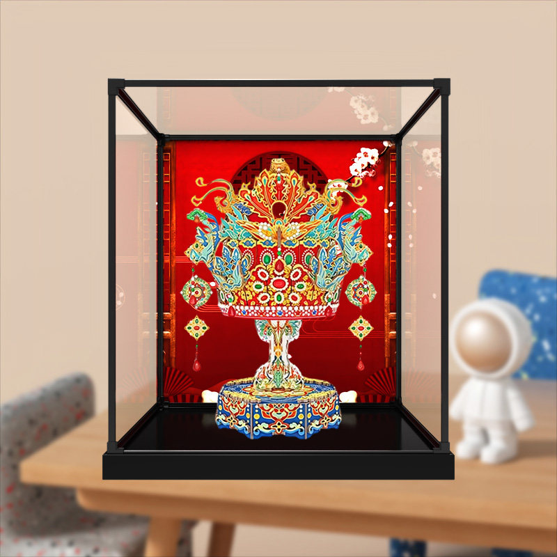 展示柜适用同趣有凤来仪八音盒凤冠积木新婚礼物防尘手办收纳架