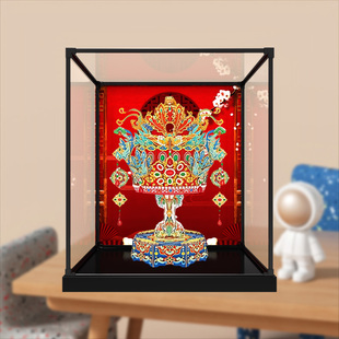 展示柜适用同趣有凤来仪八音盒凤冠积木新婚礼物防尘手办收纳架