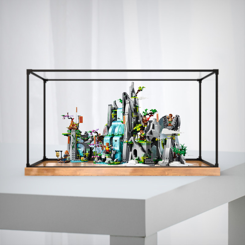 适用乐高80024悟空小侠传奇花果山积木玩具防尘亚克力木纹展示柜