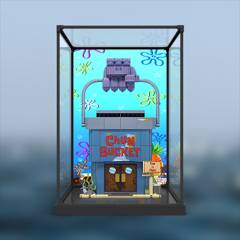 适用AREAX砖区海绵宝宝痞老板海之霸模型高清防尘罩合金框展示柜