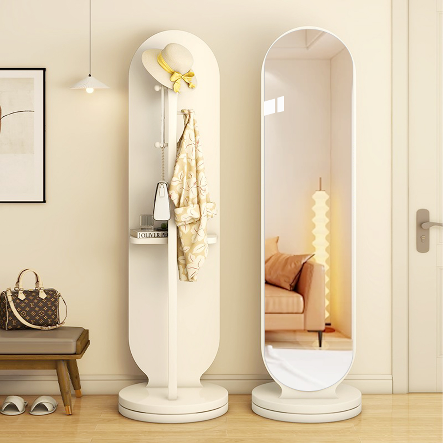 全身穿衣镜挂衣架一体家用旋转镜