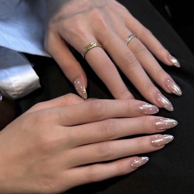 ins高级风系列波点纯手工穿戴甲气质显白欧美杏仁美甲中长款甲片