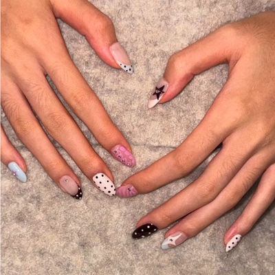 ins高级风系列波点法式风纯手工穿戴甲气质显白欧美ins风美甲甲片