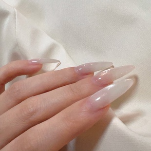 高级老钱猫眼海莉纯手工穿戴甲气质显白杏仁美甲中长款 甲片xz