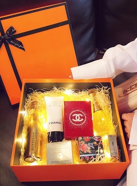 礼物盒生日礼品盒高级仪式感礼盒空盒子包装创橙色简约商务送男生