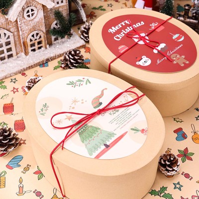 圣诞节礼盒创意平安夜苹果礼品包装椭圆形礼物空盒子糖果饼干盒子