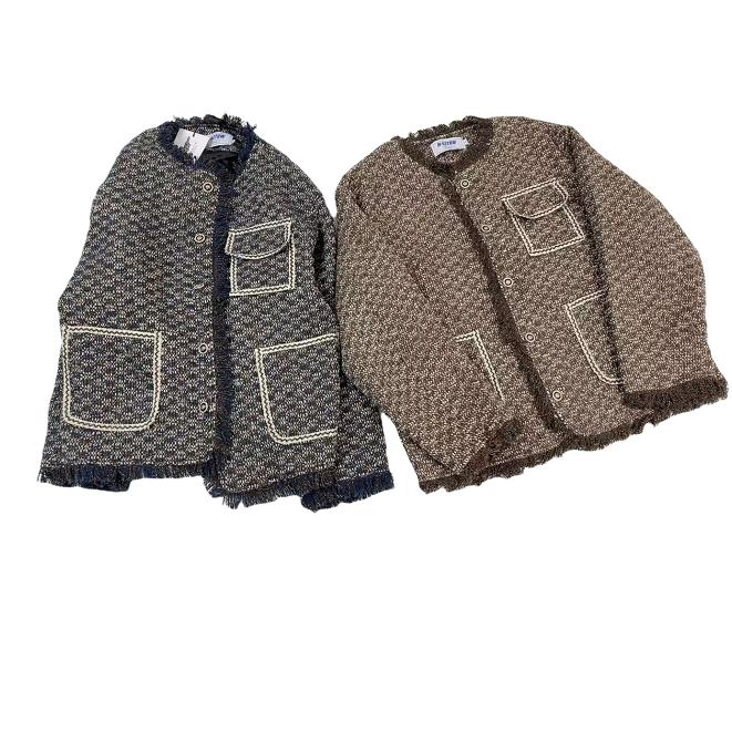 秋季复古小香风毛边流苏夹克