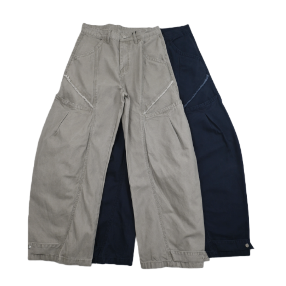 烟灰色调 美式复古立体剪裁多口袋弯刀裤褶皱阔腿裤直筒男士长裤H,男装,休闲裤,淘宝优惠券,粉丝福利购,淘宝优惠卷