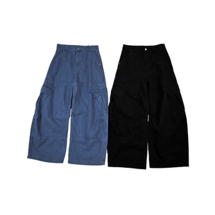 复古水洗做旧宽松直筒长裤 弯刀裤 男女同款 裤 休闲百搭阔腿工装 美式