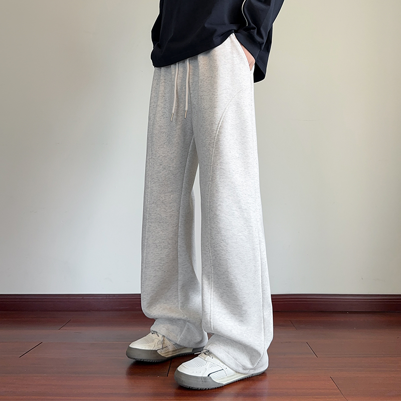 隐哲穿搭CK25799秋冬季加绒美式华棉男生大码纯色百搭微喇长卫裤