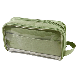 简约ins风笔袋透明夹层可放小卡大容量初中生铅笔袋耐脏设计感小众女生文具盒韩系小学生文具收纳笔袋多隔层