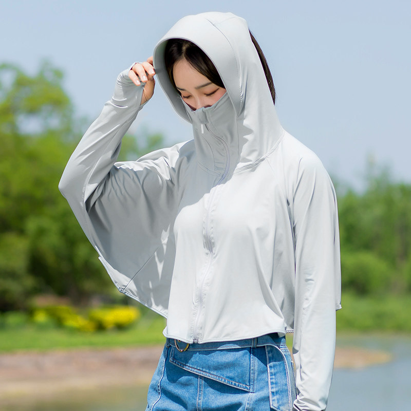 夏季防晒衣女户外骑行防紫外线UPF50+轻薄透气冰丝凉感防晒短外套