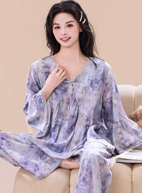 七分袖睡衣女士绵绸春夏秋季薄款
